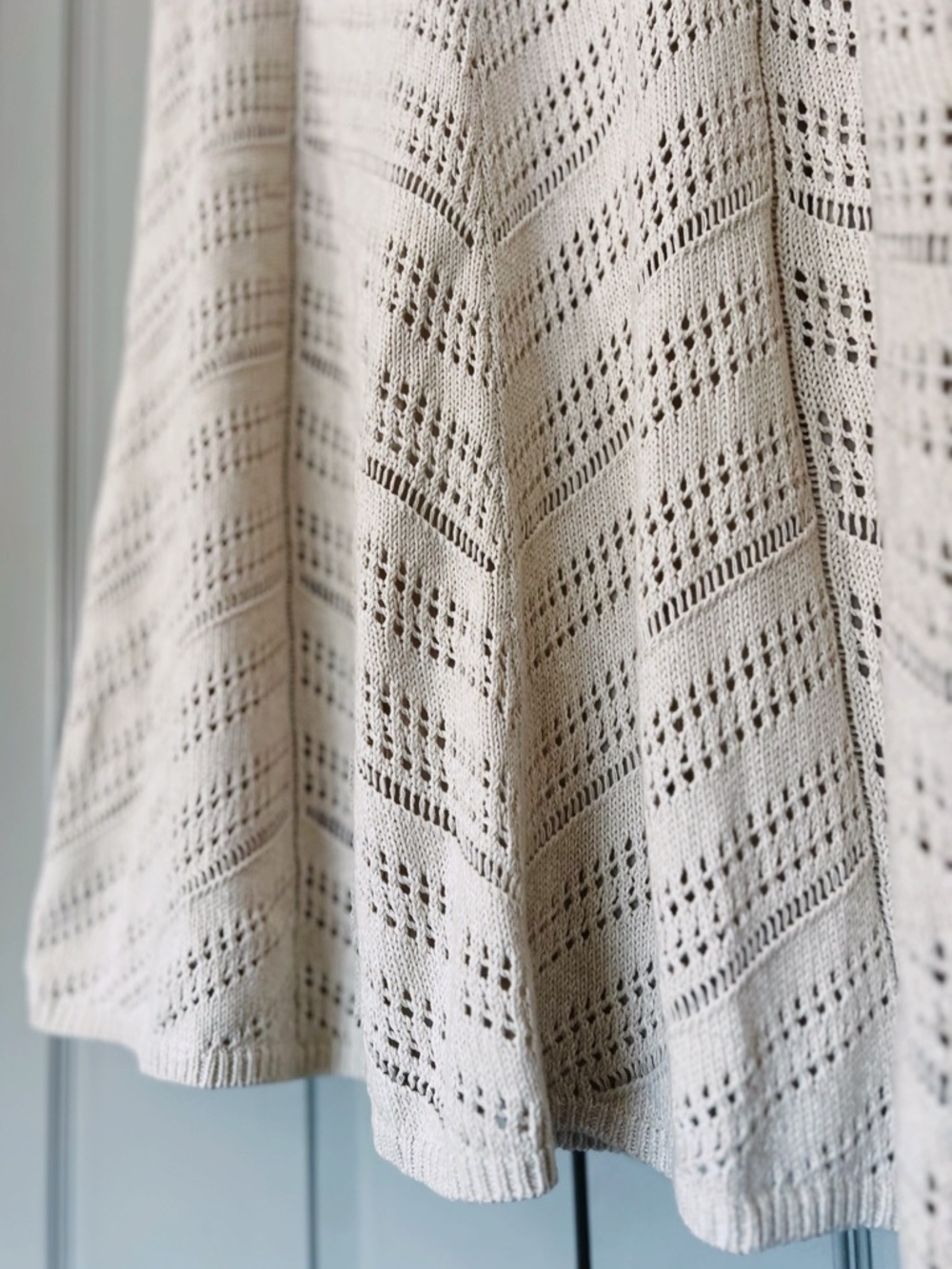 Coldwater Creek Crochet Knit Midi Skirt L Boho Cottagecore Cotton Lined Neutral - Picture 3 of 7